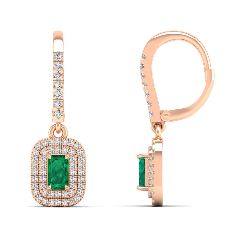 14K Rose Gold - Emerald