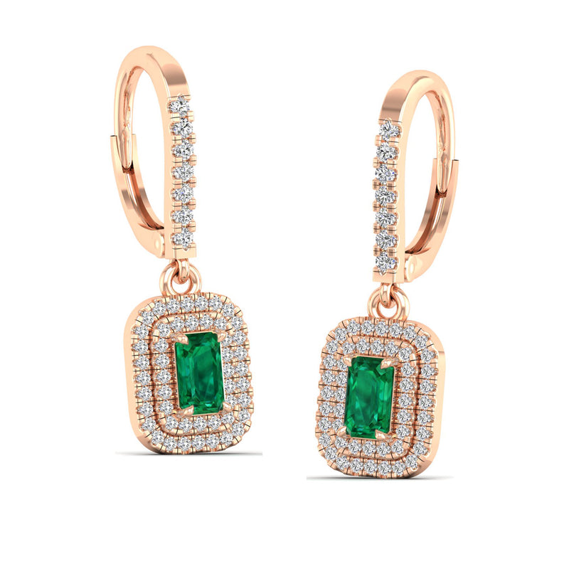14K Rose Gold - Emerald