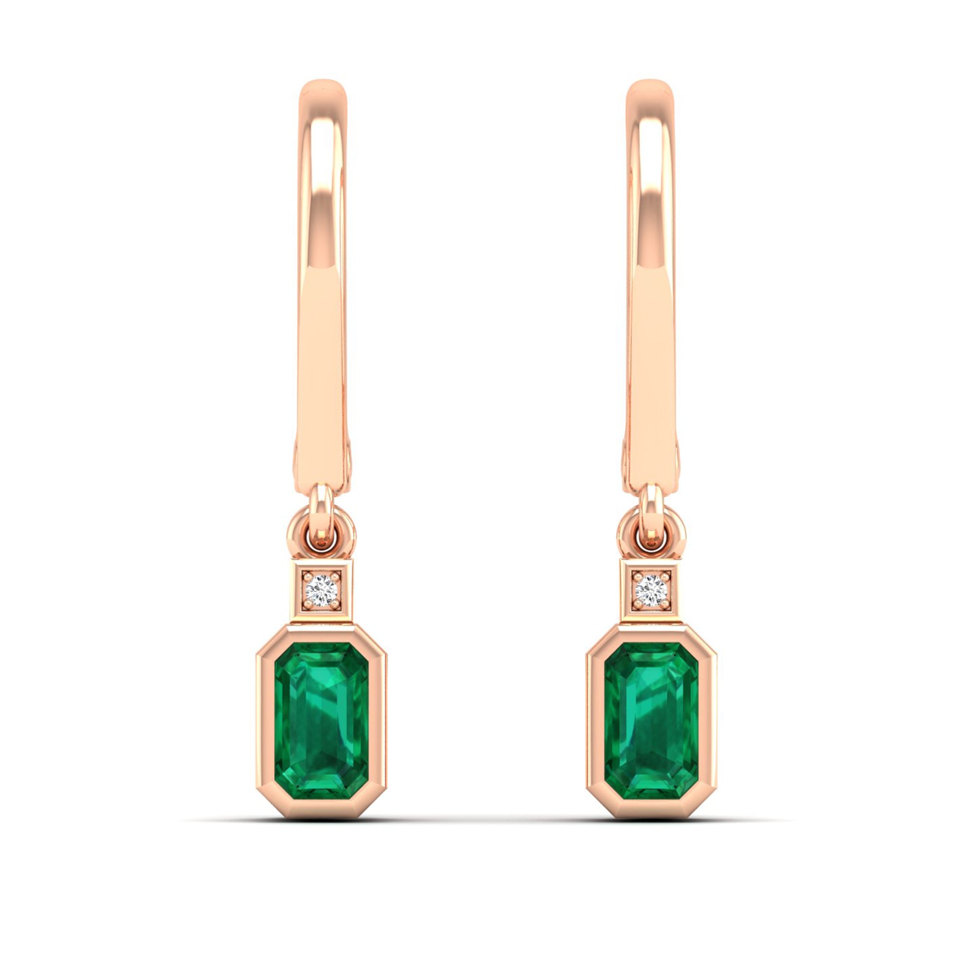 14K Rose Gold - Emerald