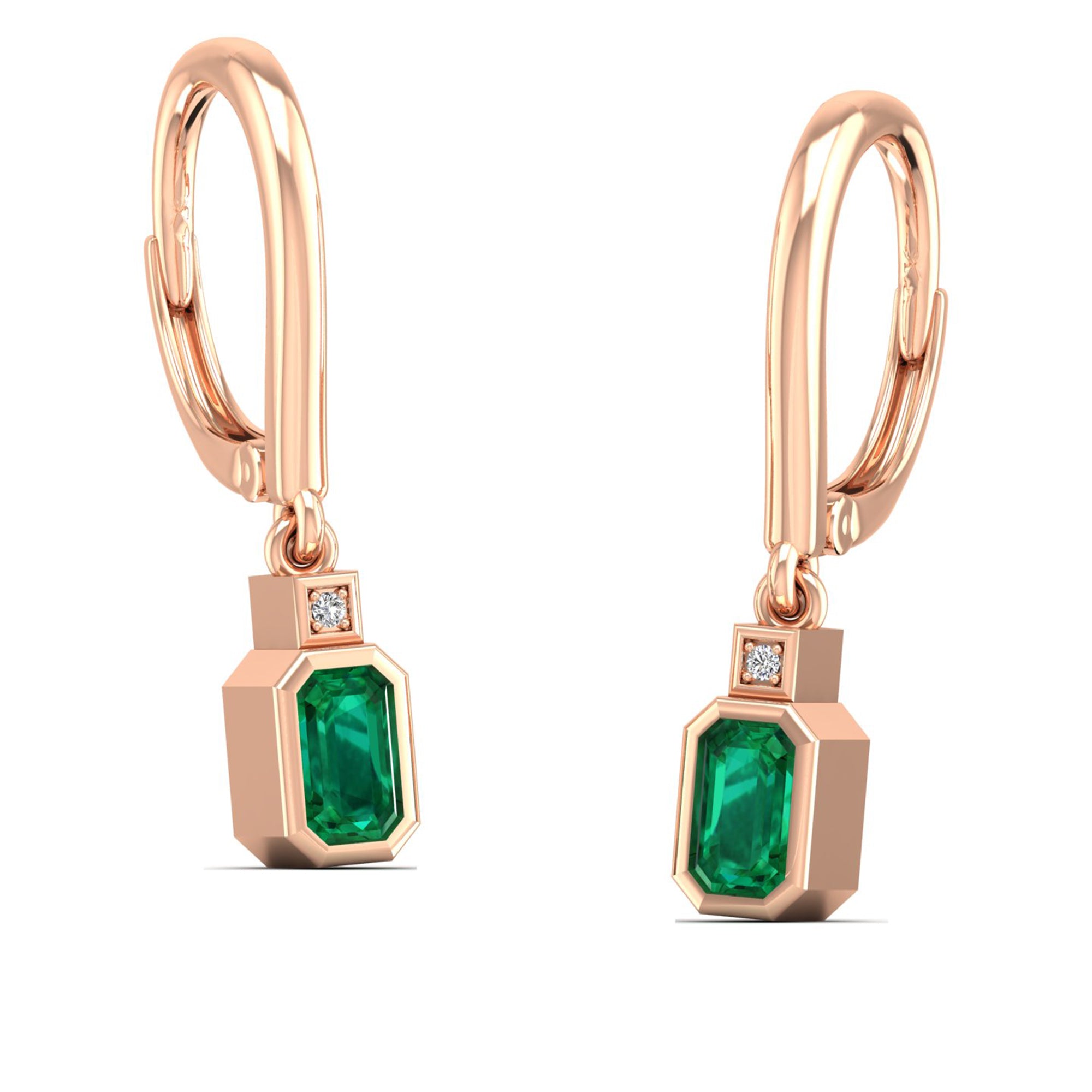 14K Rose Gold - Emerald