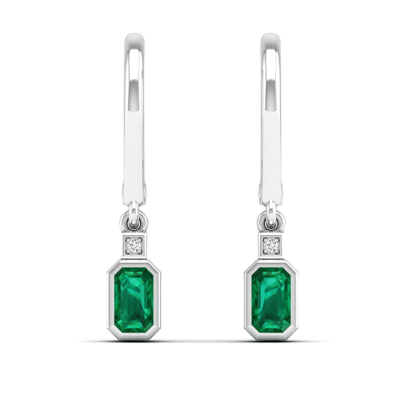 14K White Gold - Emerald