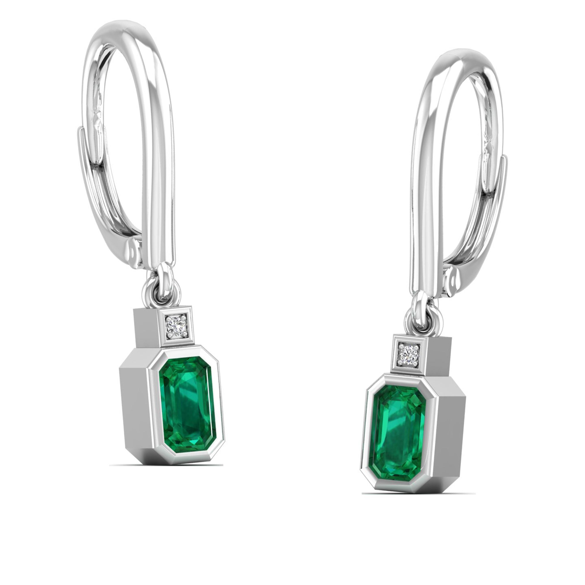 14K White Gold - Emerald