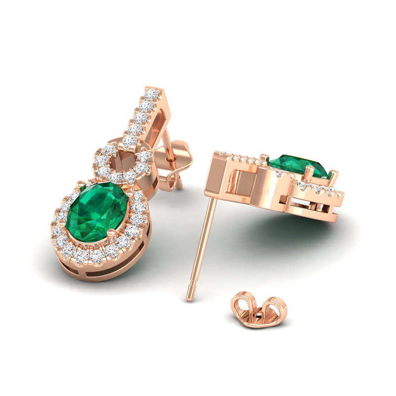 14K Rose Gold - Emerald