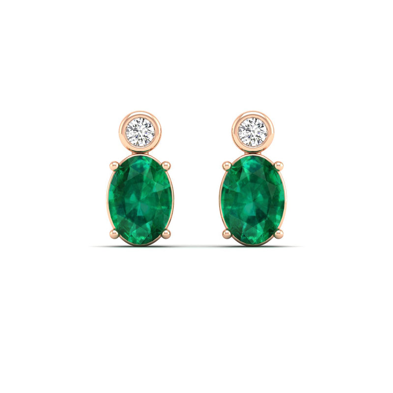 14K Rose Gold - Emerald
