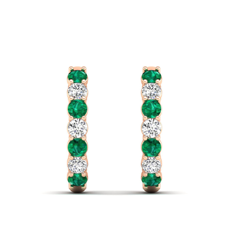 14K Rose Gold - Emerald