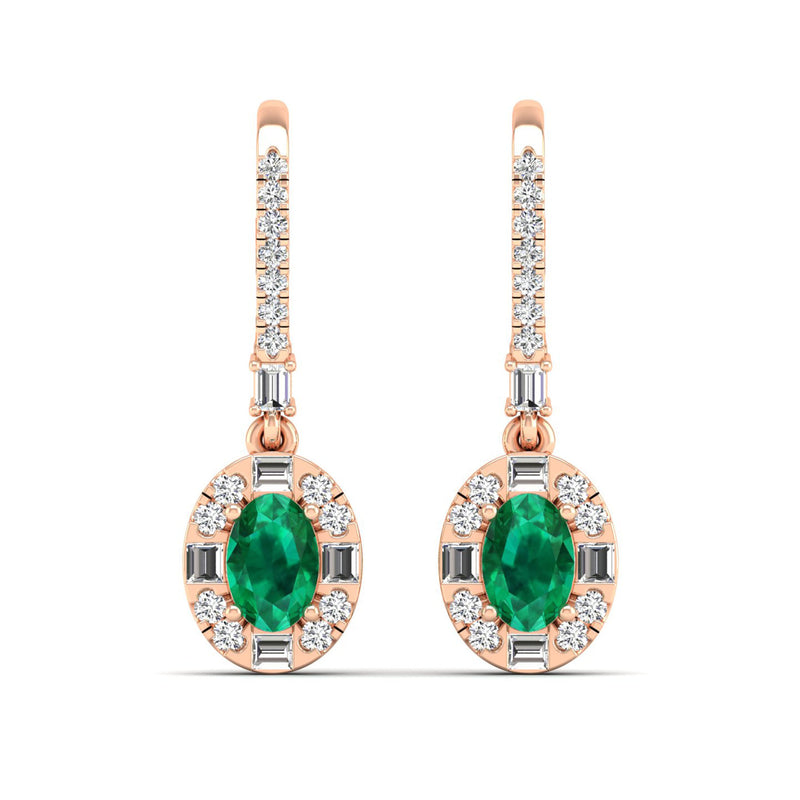 14K Rose Gold - Emerald