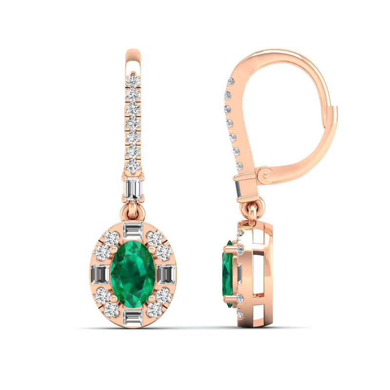14K Rose Gold - Emerald