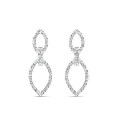 Halo Marquise Diamond Frame Drop Earrings