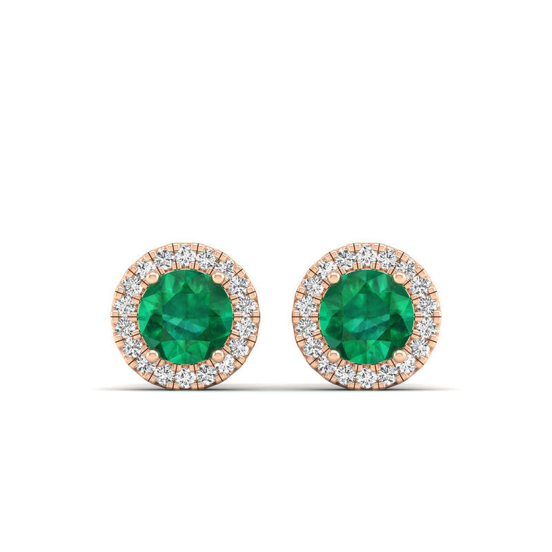 14K Rose Gold - Emerald