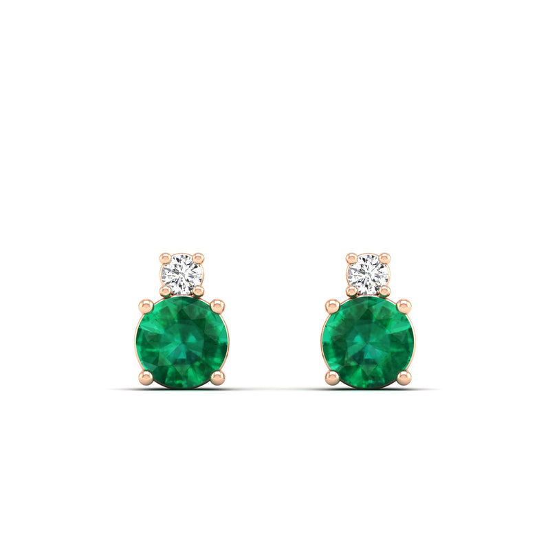 14K Rose Gold - Emerald