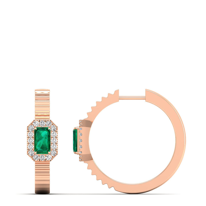 14K Rose Gold - Emerald