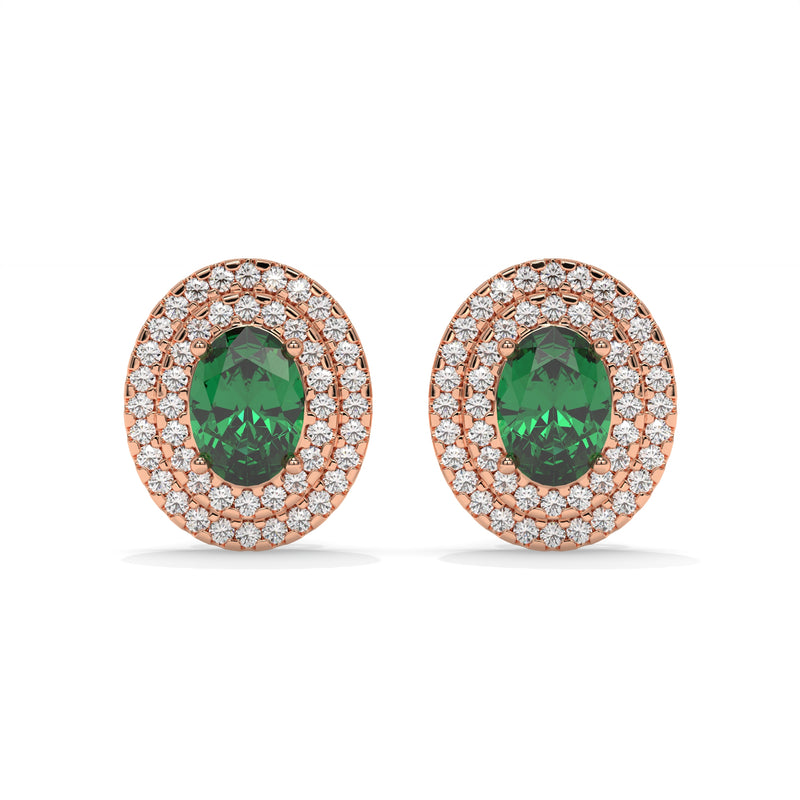 14K Rose Gold - Emerald