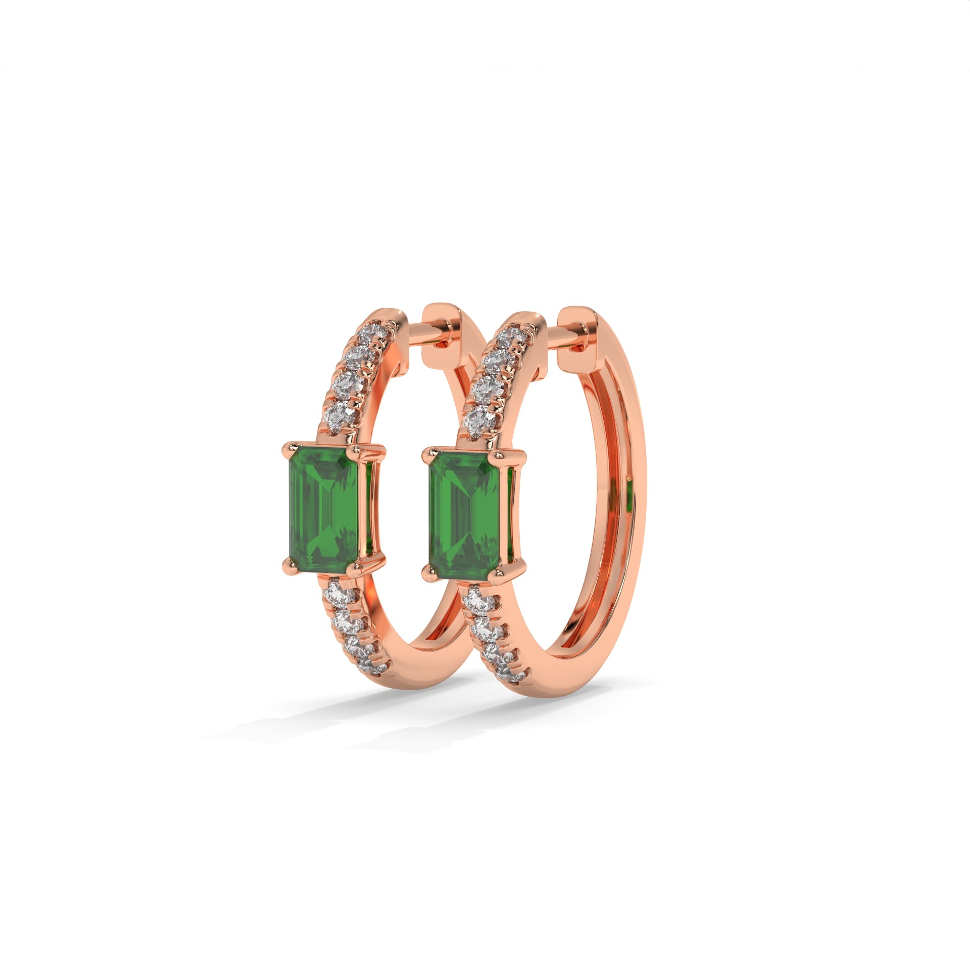 14K Rose Gold - Emerald