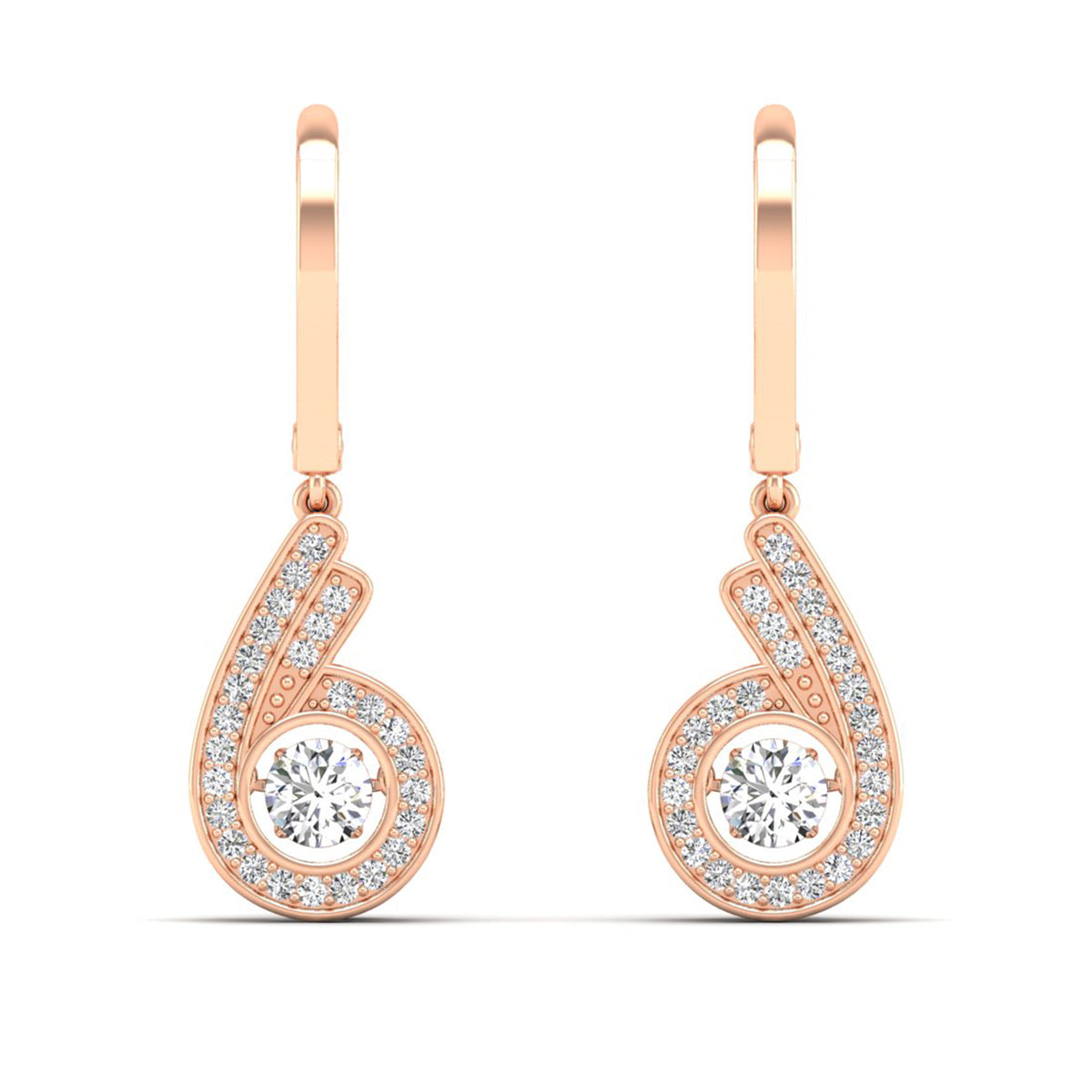 Spiral Triple Row Dancing Diamond Dangle Earrings - Milano