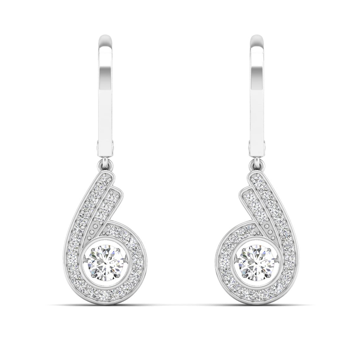 Spiral Triple Row Dancing Diamond Dangle Earrings - Milano