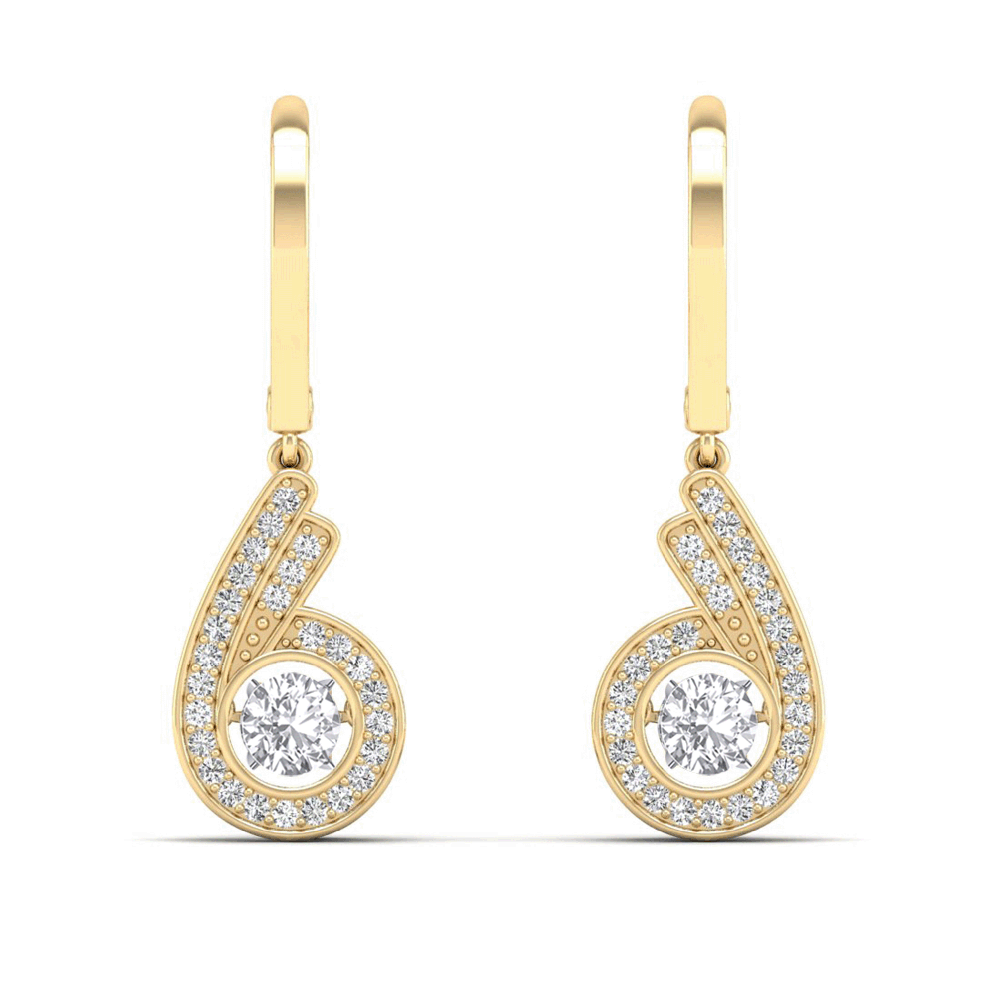 Spiral Triple Row Dancing Diamond Dangle Earrings - Milano