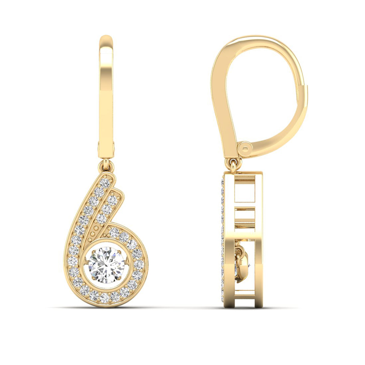 Spiral Triple Row Dancing Diamond Dangle Earrings - Milano