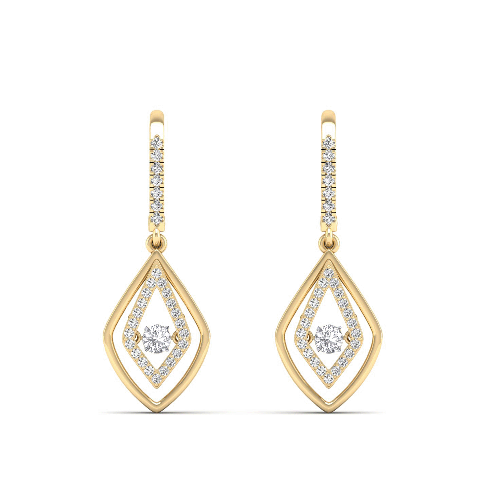 Double Drop Dancing Diamond Dangle Earrings - Milano