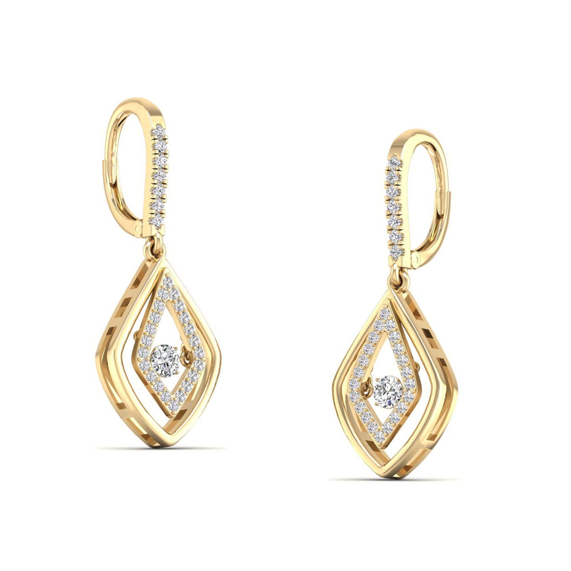 Double Drop Dancing Diamond Dangle Earrings - Milano