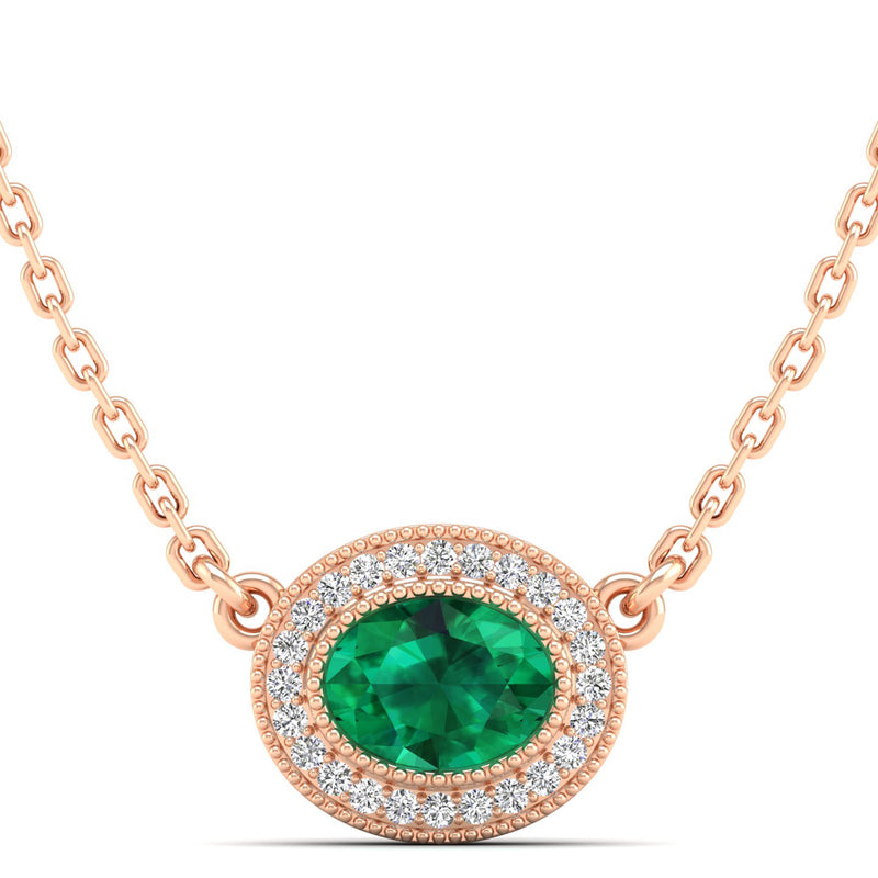 14K Rose Gold - Emerald