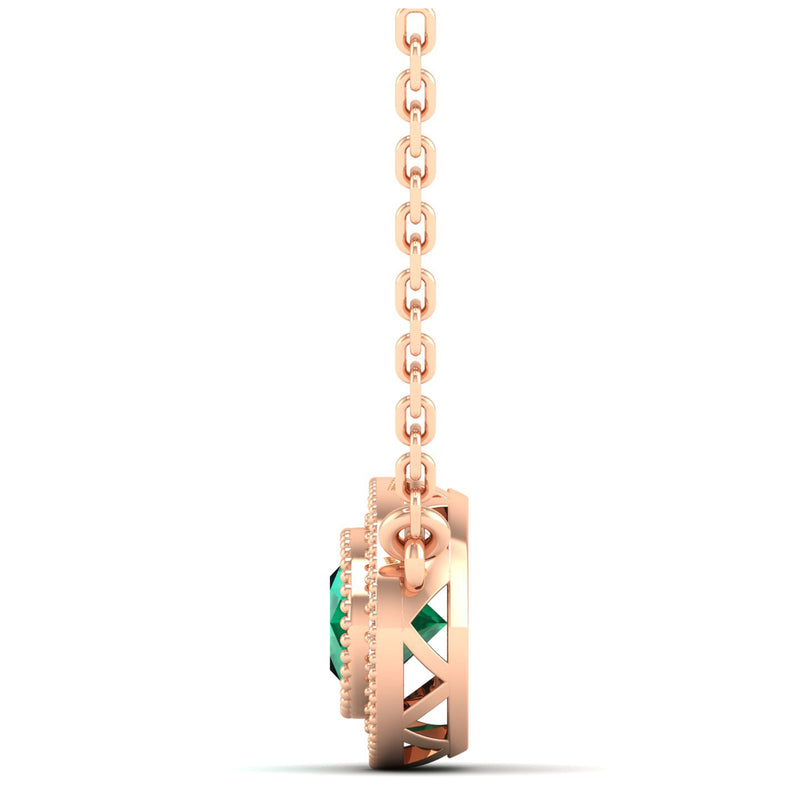 14K Rose Gold - Emerald