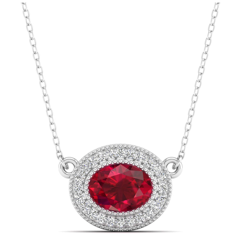 14K White Gold - Ruby