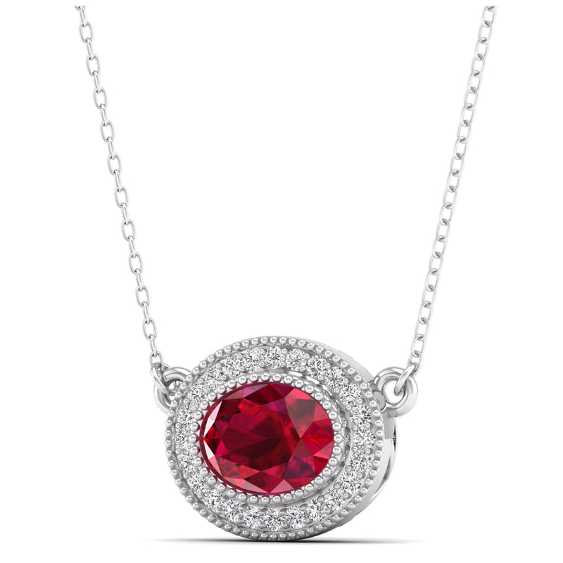14K White Gold - Ruby