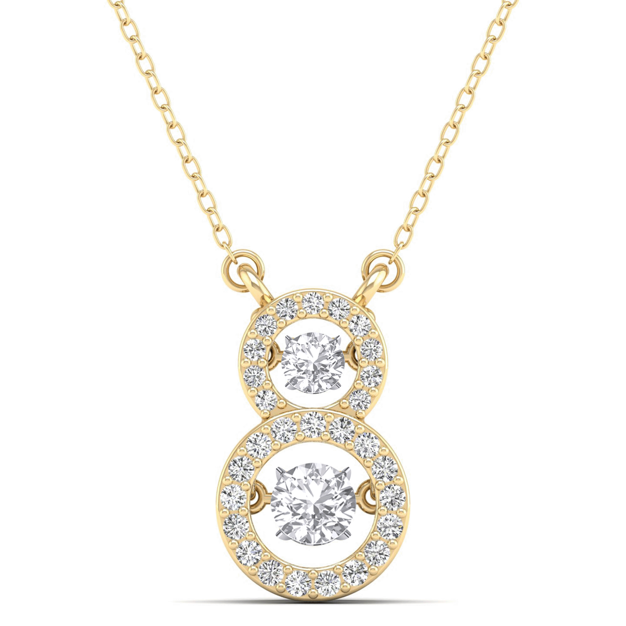 Stacked Halo Dancing Diamond Necklace - Milano