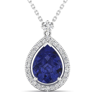 Pear Tanzanite and Diamond Pendant