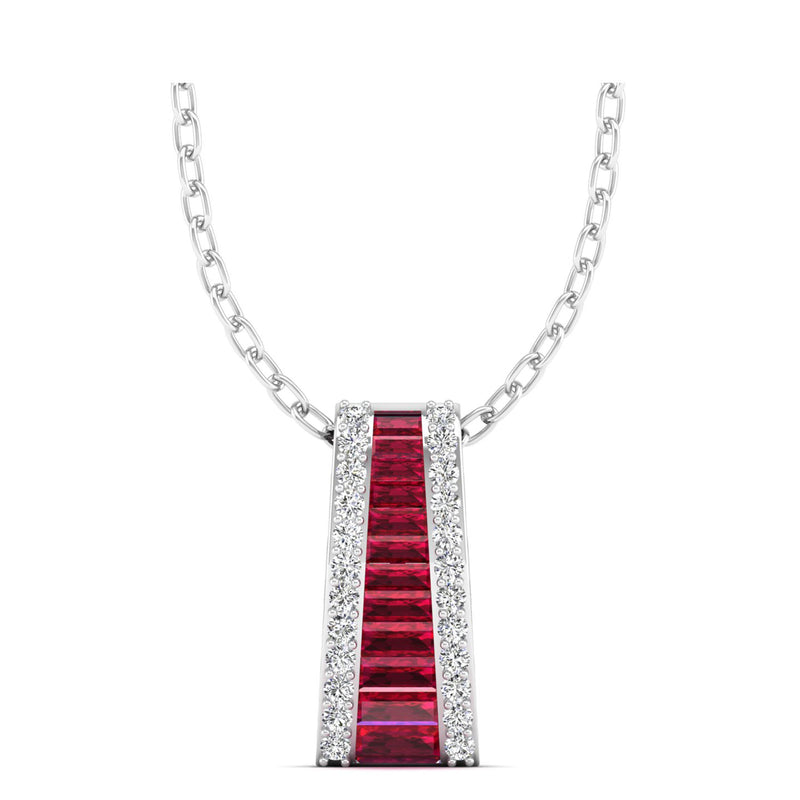 14K White Gold - Ruby