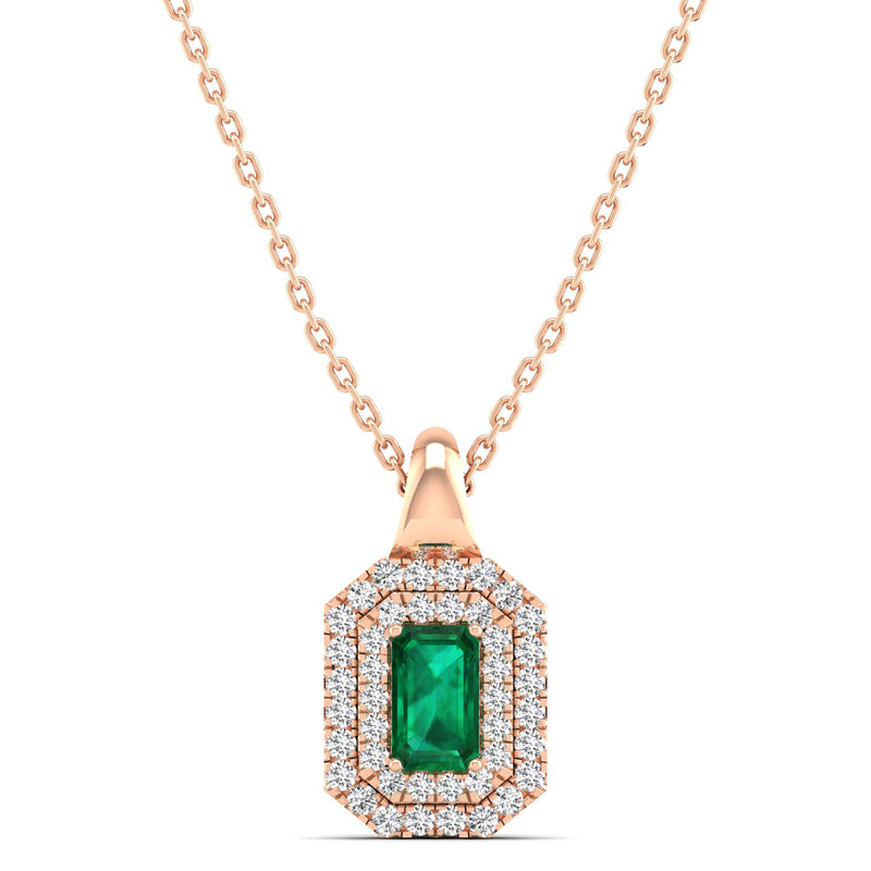14K Rose Gold - Emerald