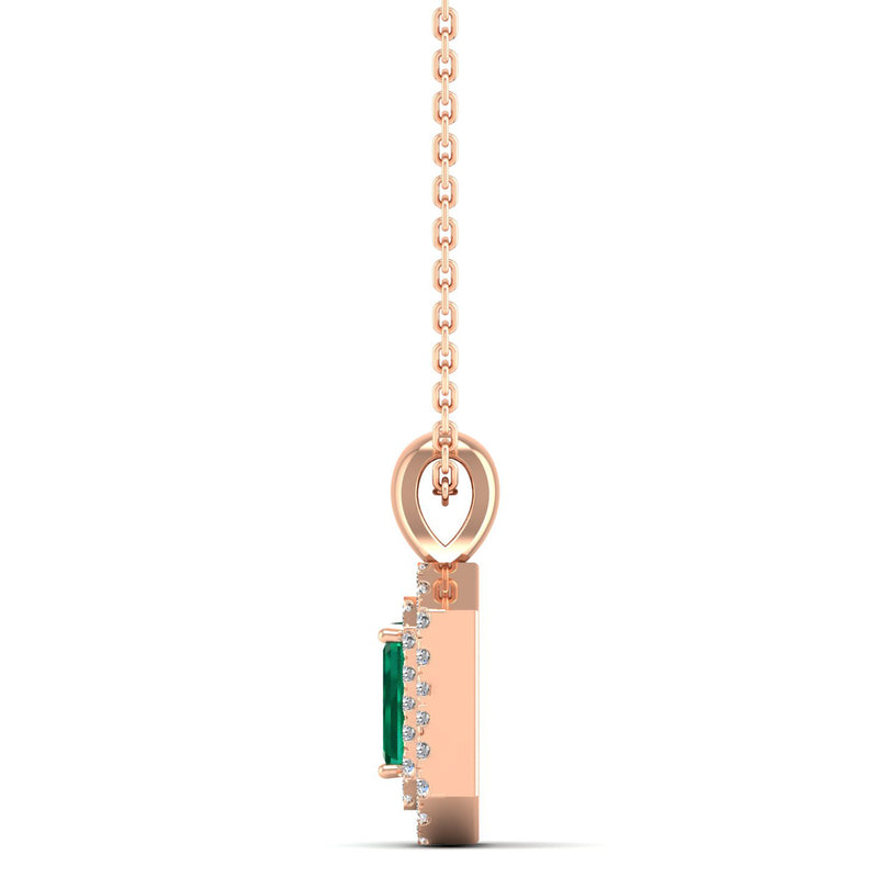 14K Rose Gold - Emerald