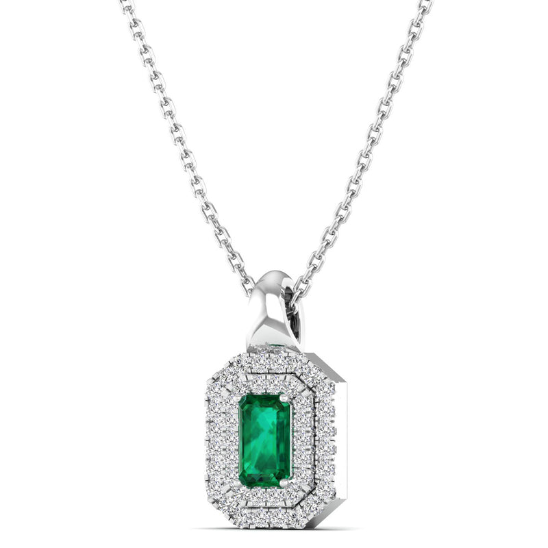 14K White Gold - Emerald