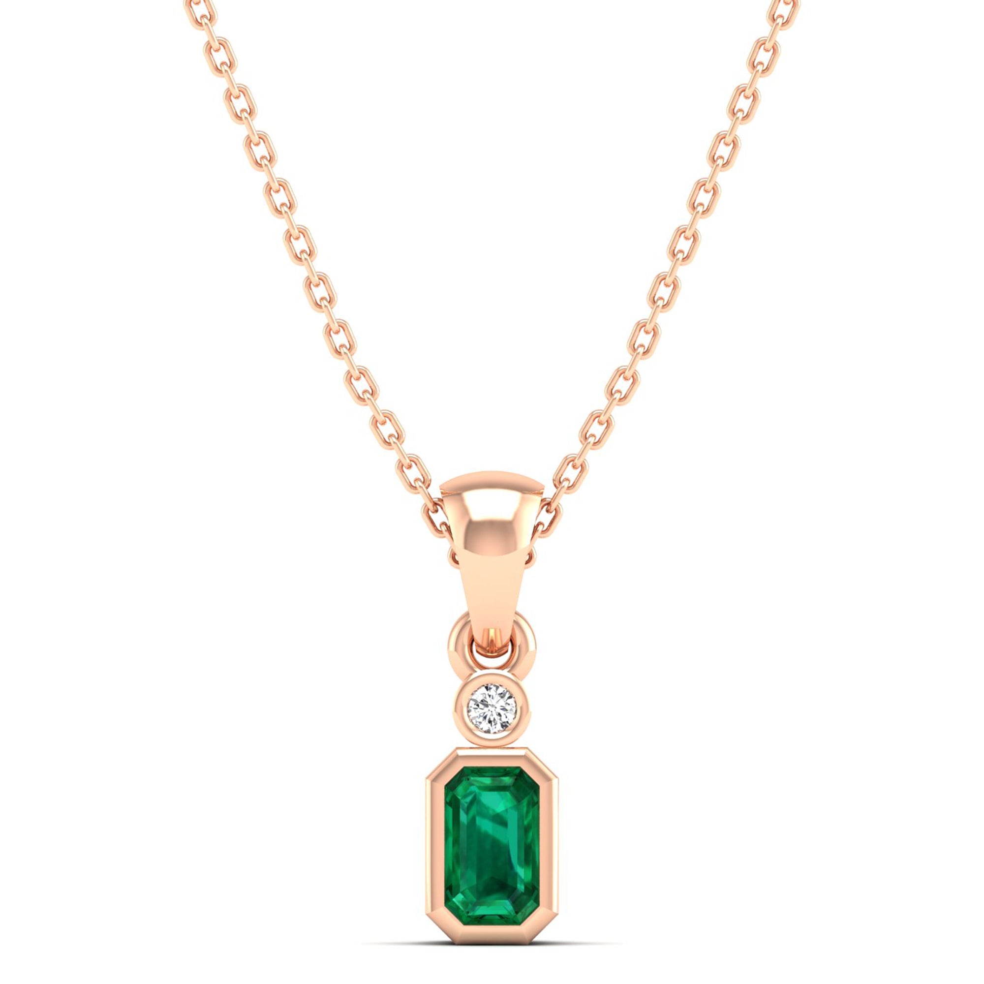14K Rose Gold - Emerald