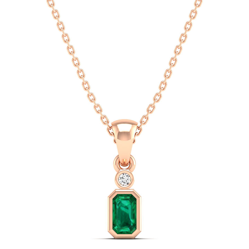 14K Rose Gold - Emerald