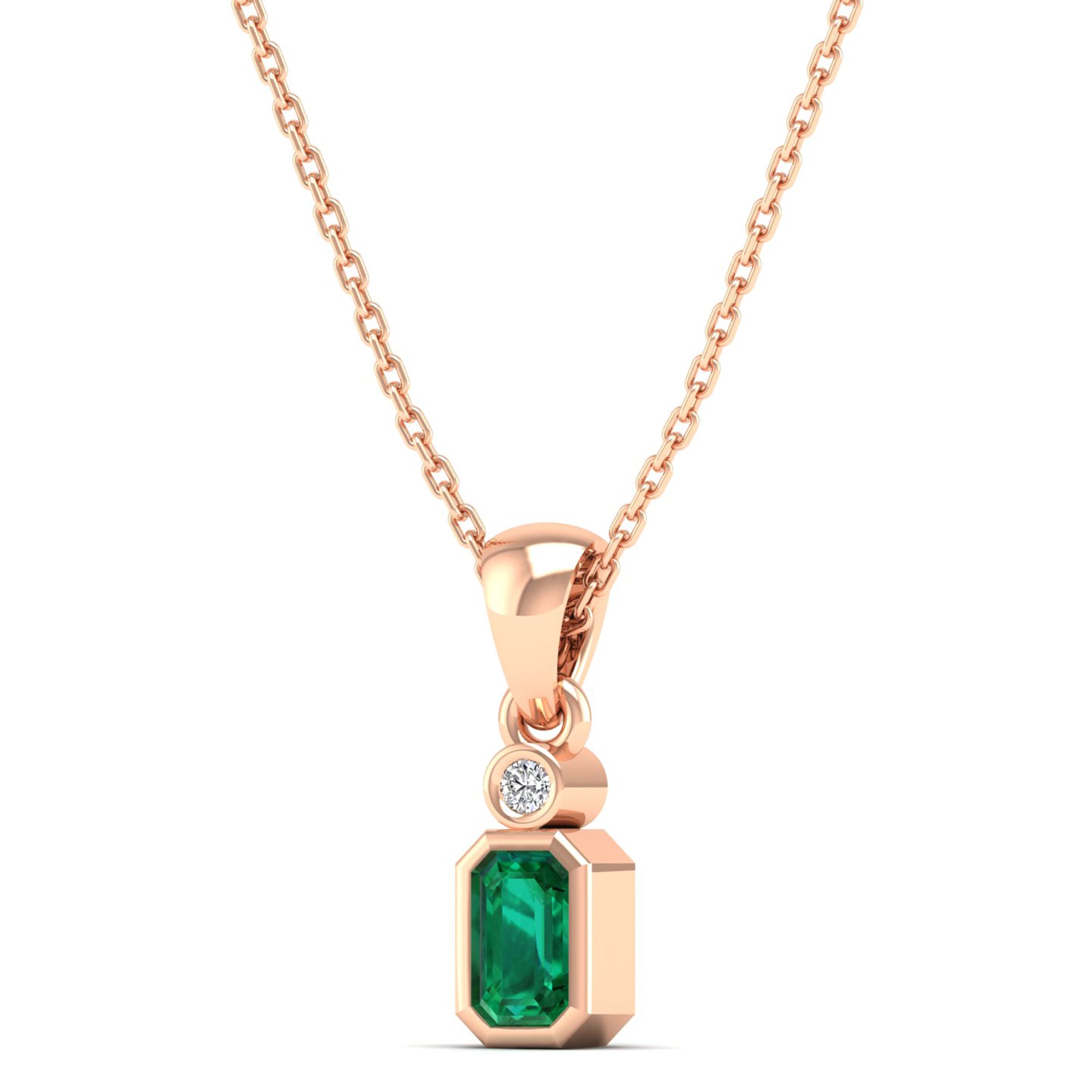 14K Rose Gold - Emerald