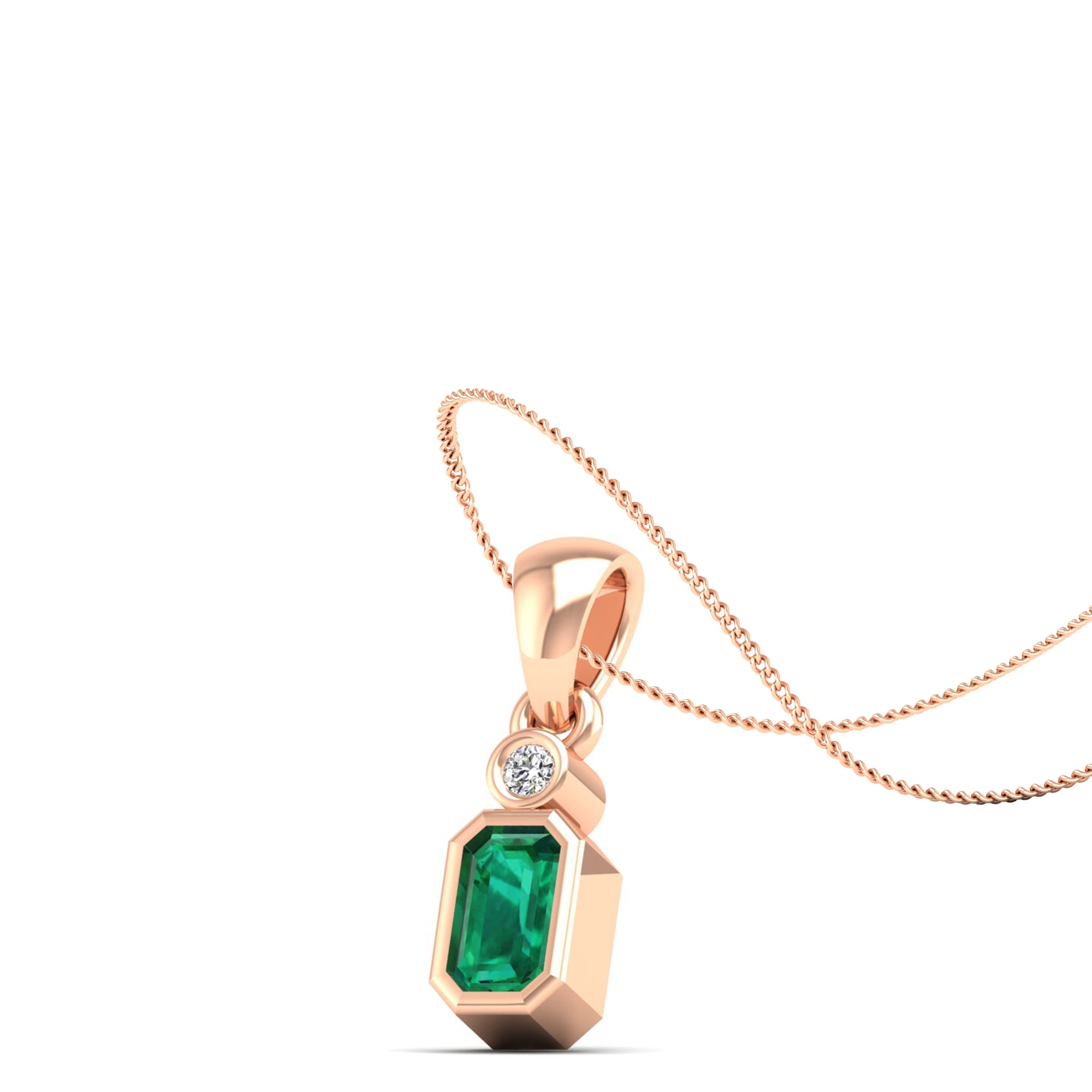 14K Rose Gold - Emerald