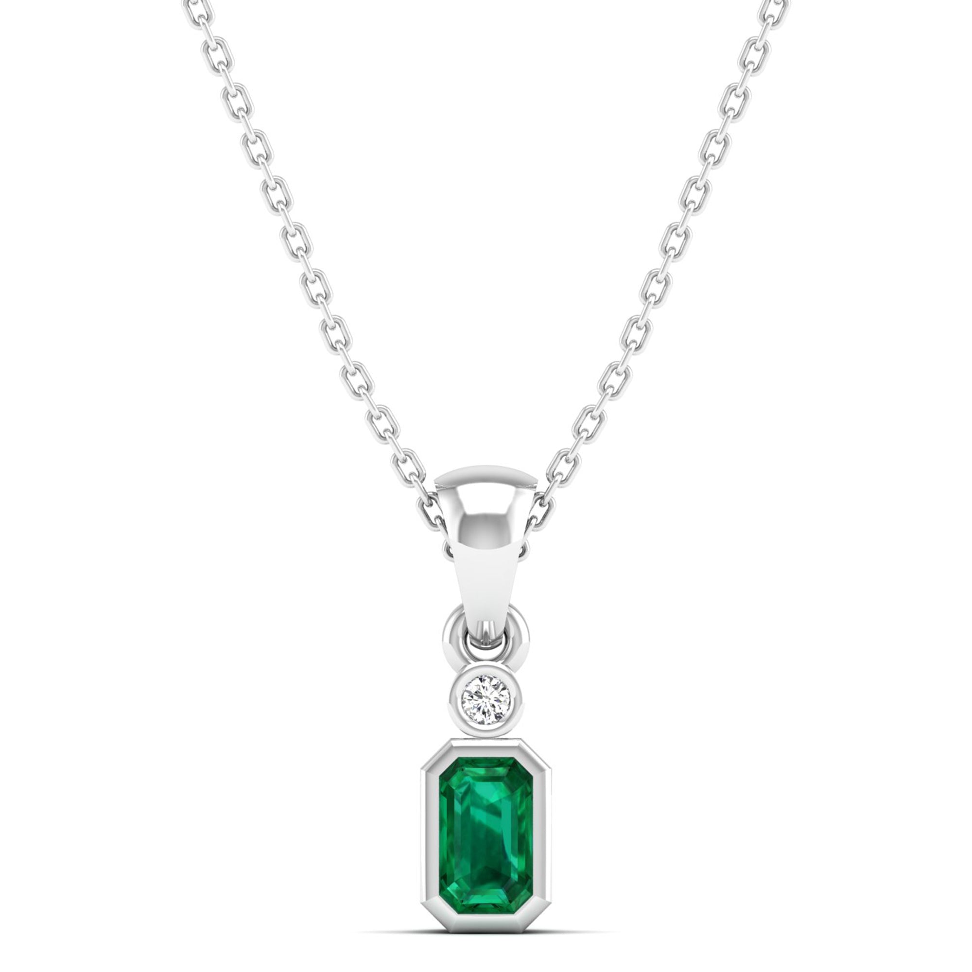 14K White Gold - Emerald