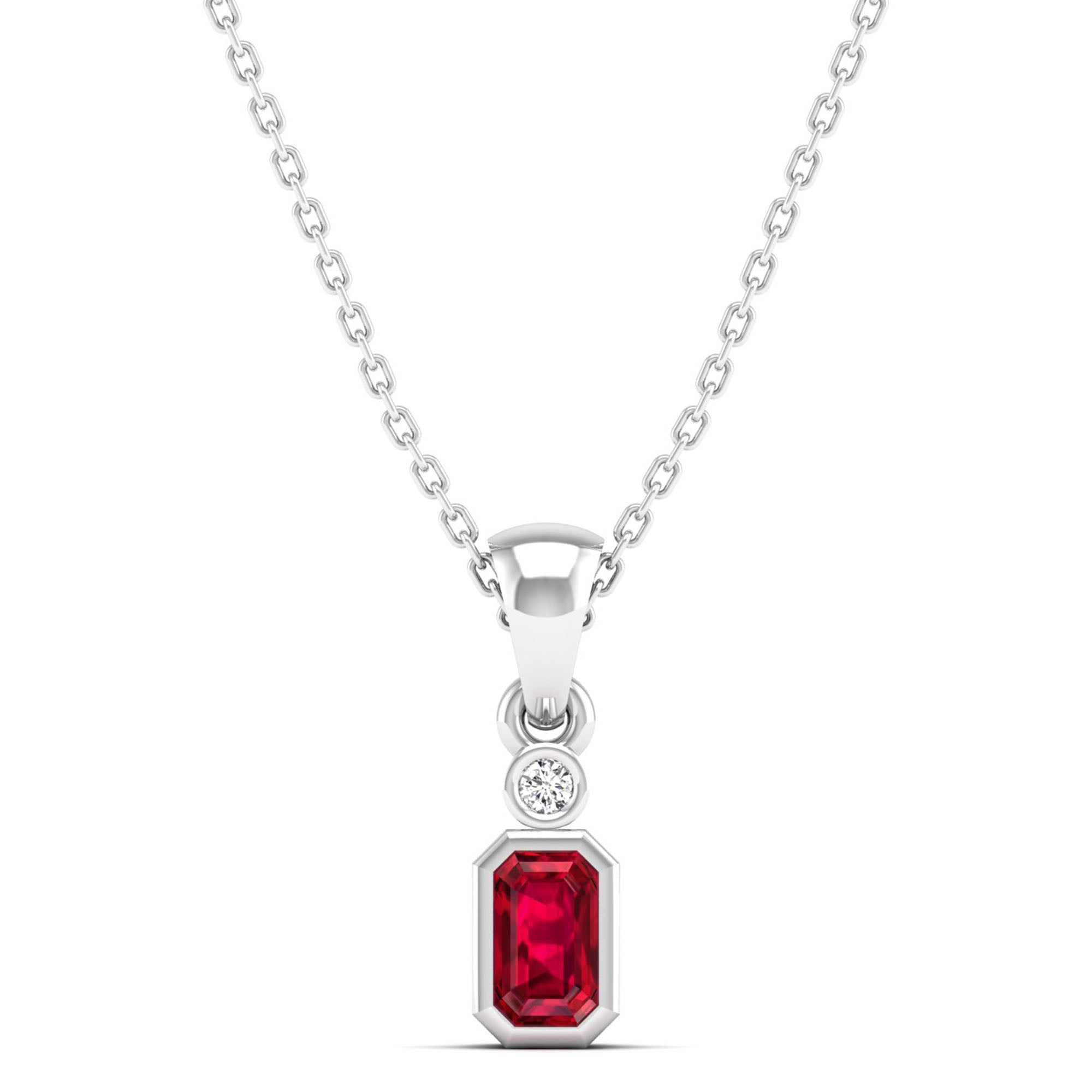 14K White Gold - Ruby
