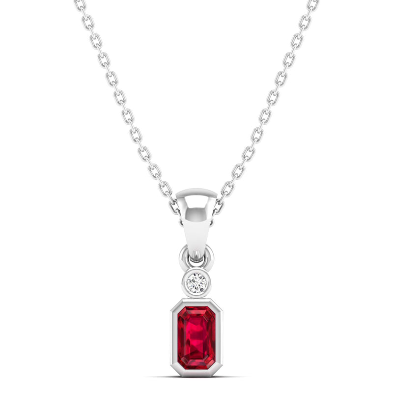 14K White Gold - Ruby