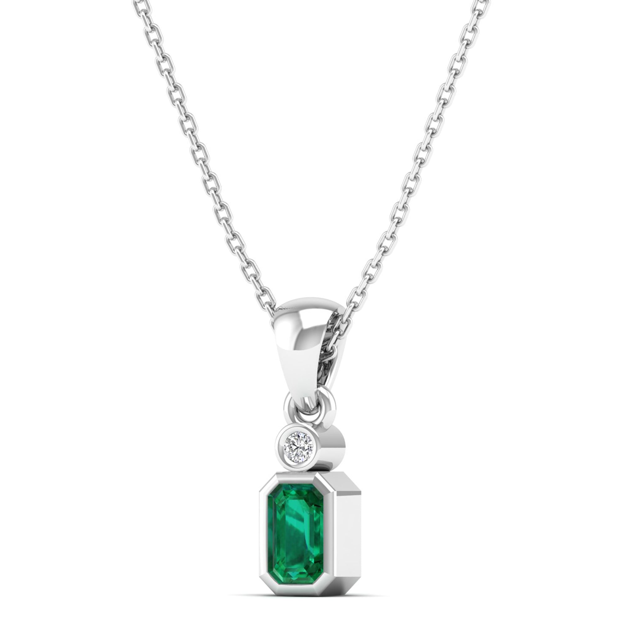 14K White Gold - Emerald