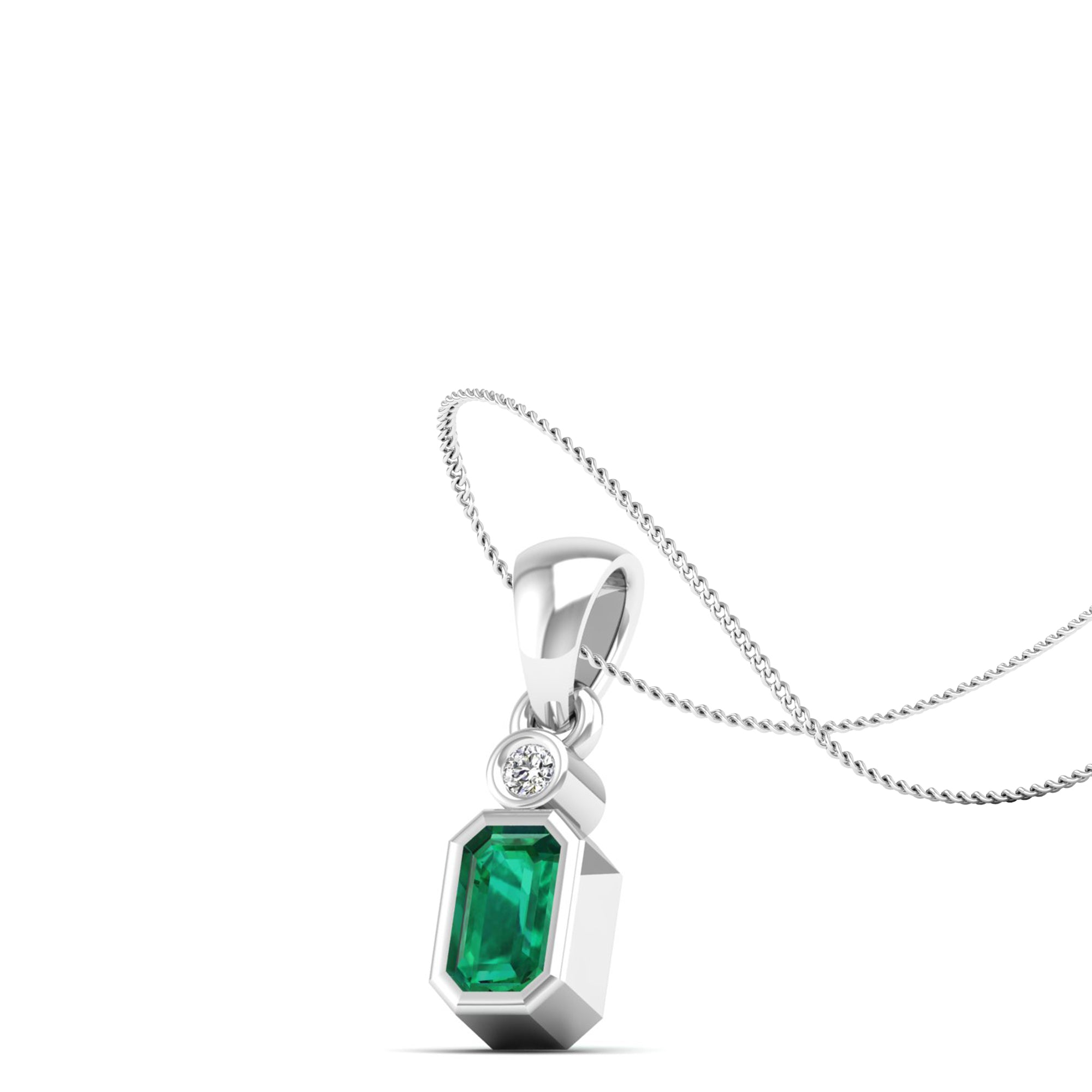 14K White Gold - Emerald