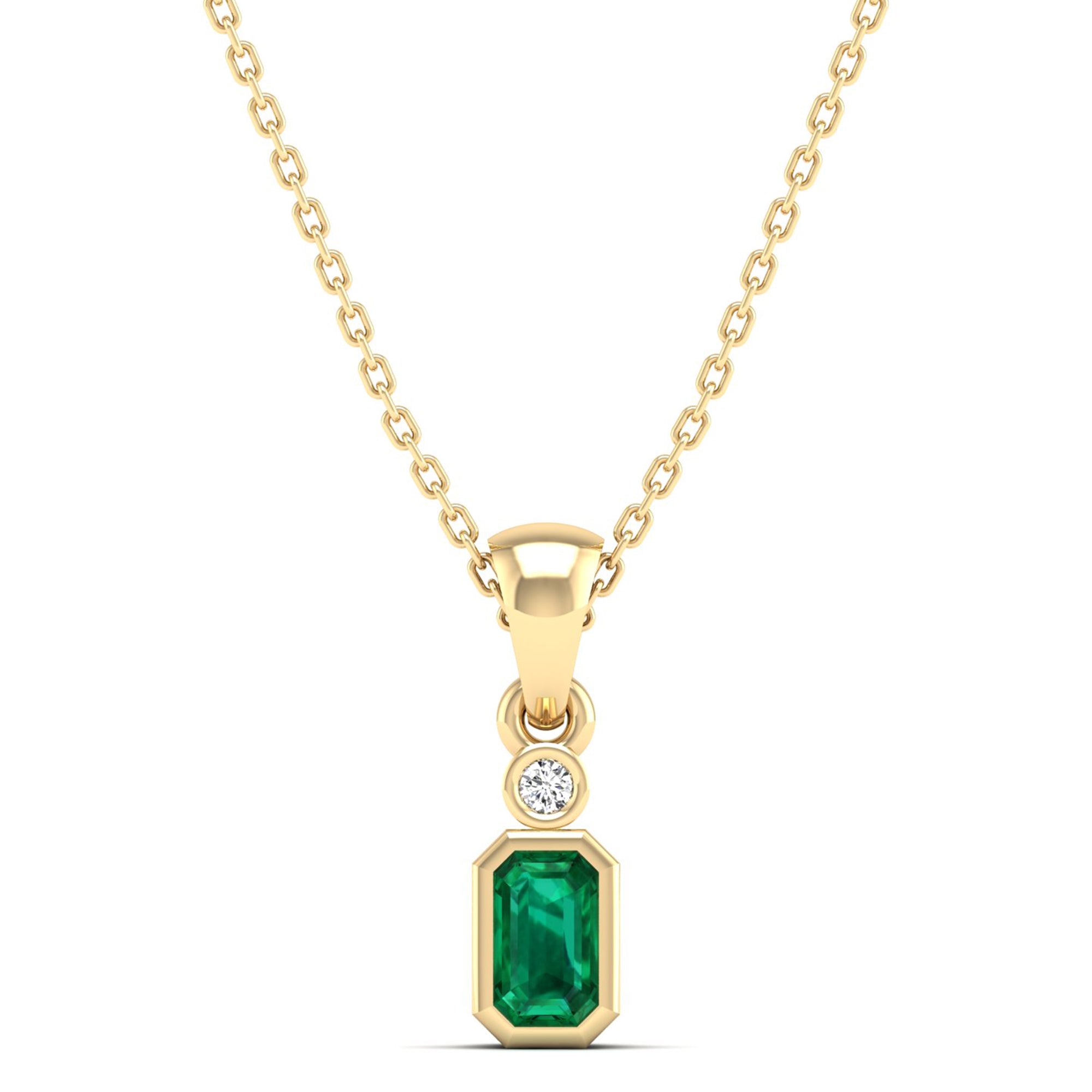 14K Yellow Gold - Emerald