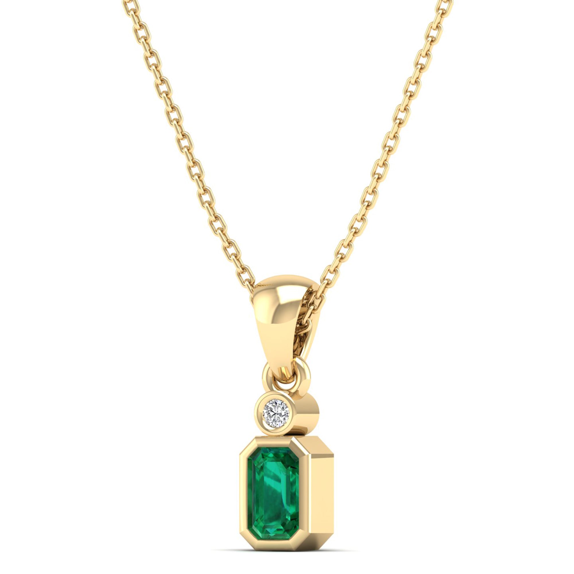 14K Yellow Gold - Emerald