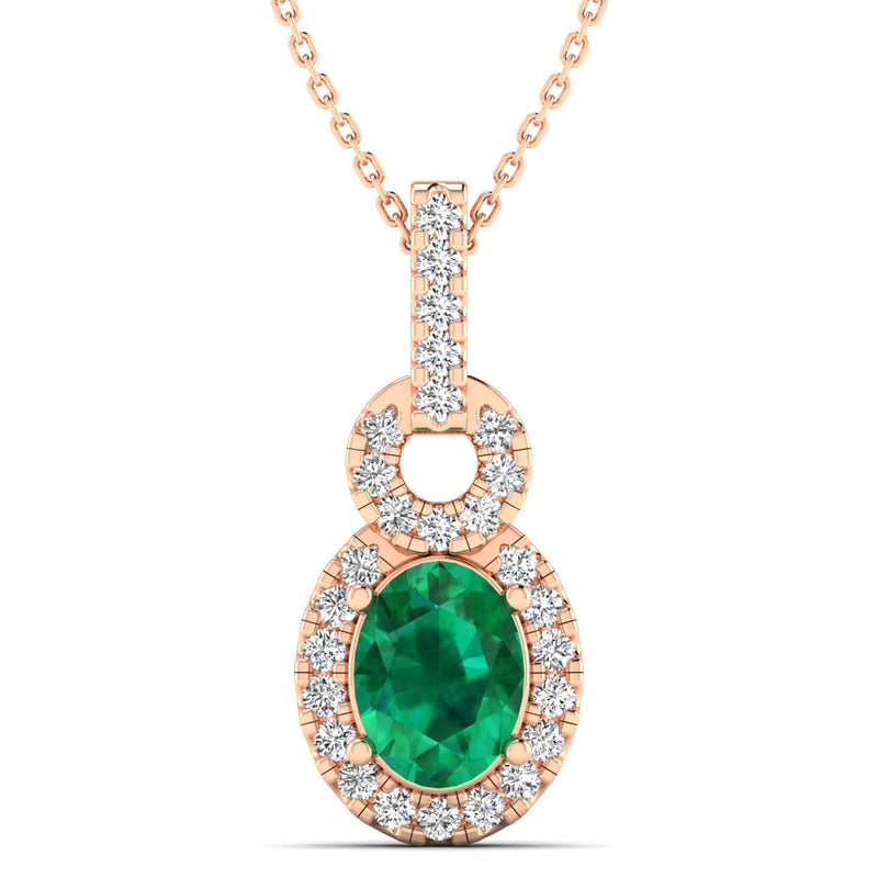 14K Rose Gold - Emerald