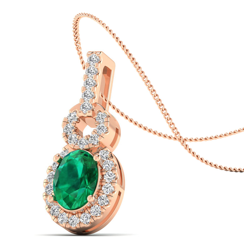 14K Rose Gold - Emerald