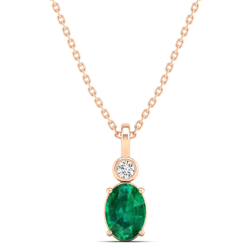 14K Rose Gold - Emerald