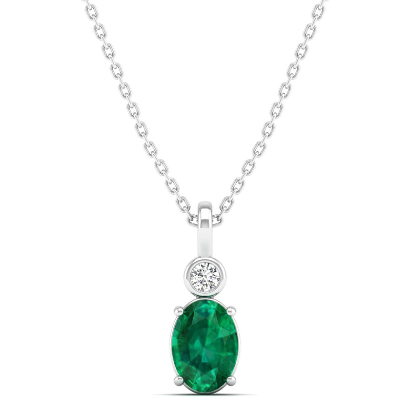 14K White Gold - Emerald