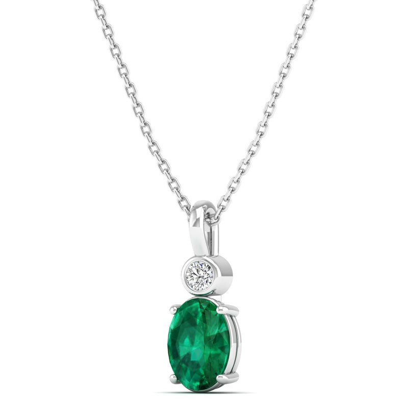 14K White Gold - Emerald