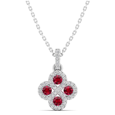 Clover Ruby and Diamond Pendant